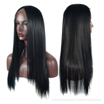 Long Straight Synthetic Fiber Hair Lace Front Wigs Glueless Lace Wigs Natural Black Hair Wig With Baby Hair For Black Wo